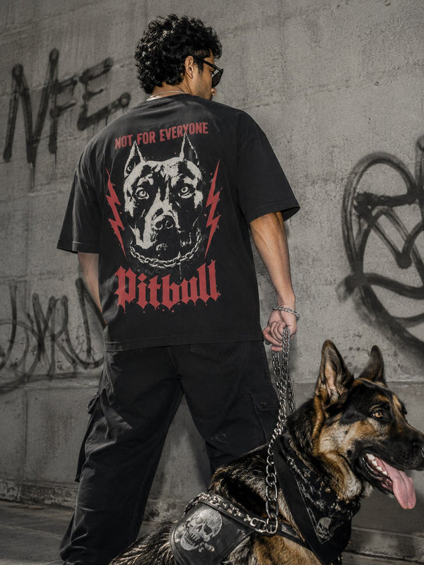 Men Regular Brown Pitbull Graphic Printed T-Shirt