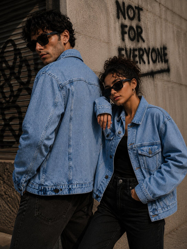 Unisex Blue Relaxed Solid Denim Mood Swytch Jacket