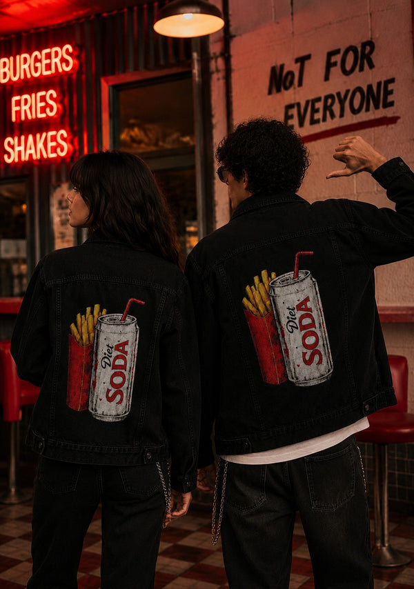 Unisex Mood Switch Relaxed Denim Jacket with Swappable Graphic Patch