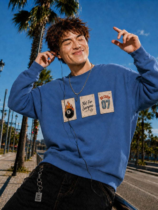 Men Blue Relaxed Mood Swytch Graphic Sweatshirt