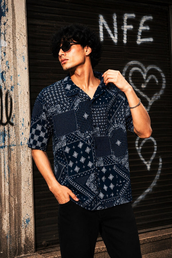 Men Relaxed Floral Print Resort Collar Shirt