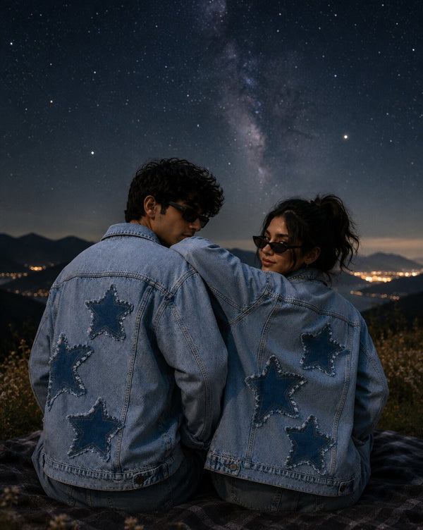 Unisex Mood Switch Relaxed Denim Jacket with Swappable Applique Patch