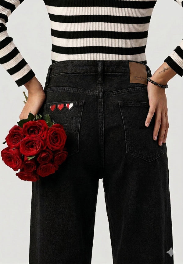 Women Black Straight Fit High Rise Denim Jeans