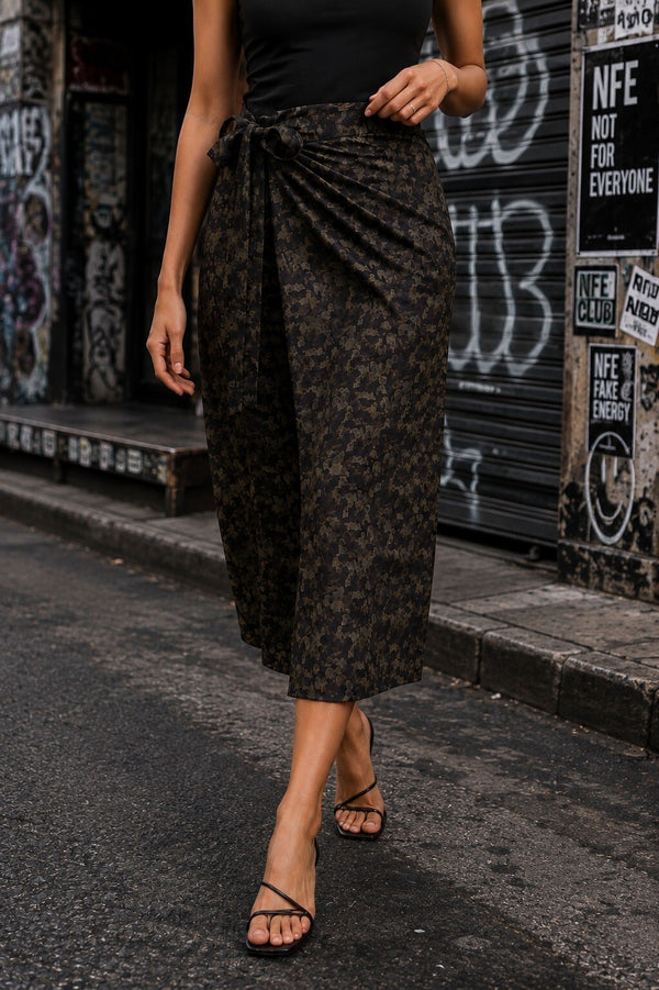 Women Printed Wrap-Around Maxi Skirt