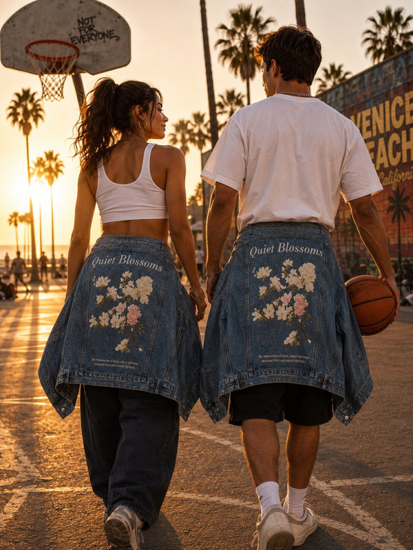 Unisex Oversized Denim Jacket With Swappable Graphic Patch