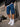 Men Navy Blue Straight Convertible Cargo Denim Trouser