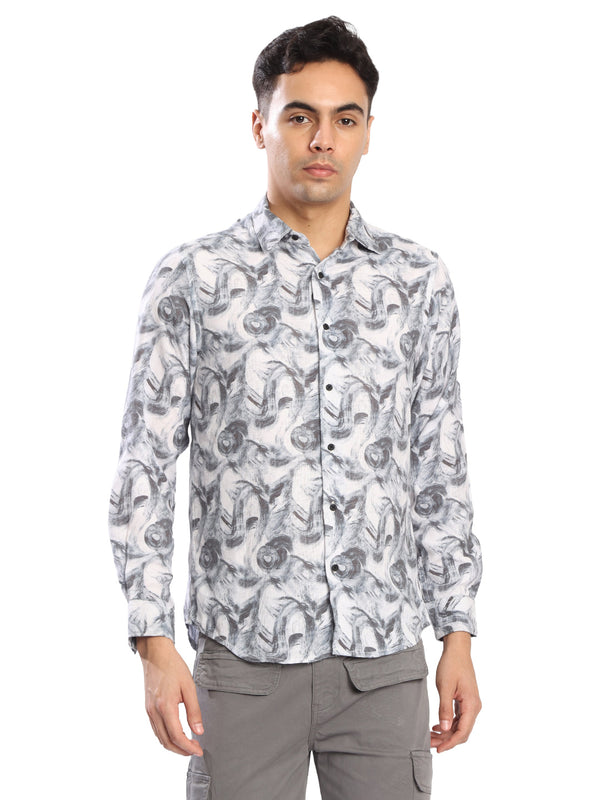Mens printed textured Regular fit casual Shirt