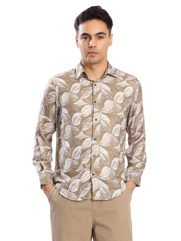 Mens Floral print textured Regular fit casual Shirt