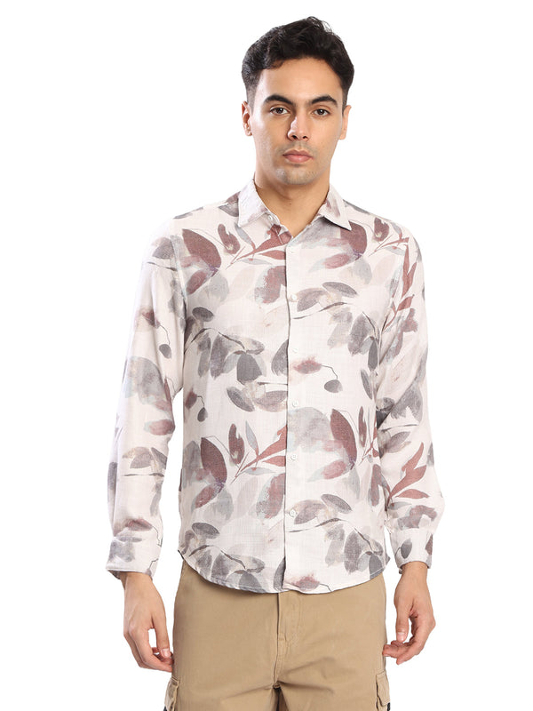 Mens Floral print textured Regular fit casual Shirt