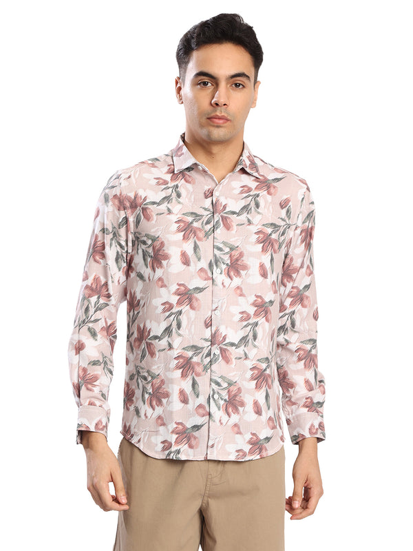 Mens Floral print textured Regular fit casual Shirt