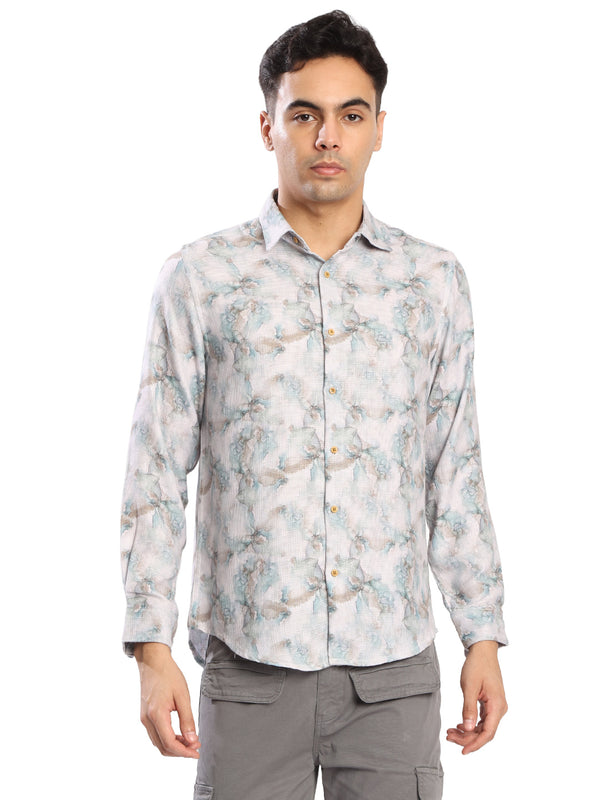 Mens printed textured Regular fit casual Shirt