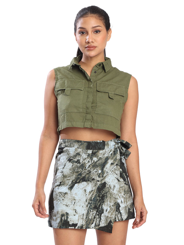 Women Litchi Green Regular fit casual shirt
