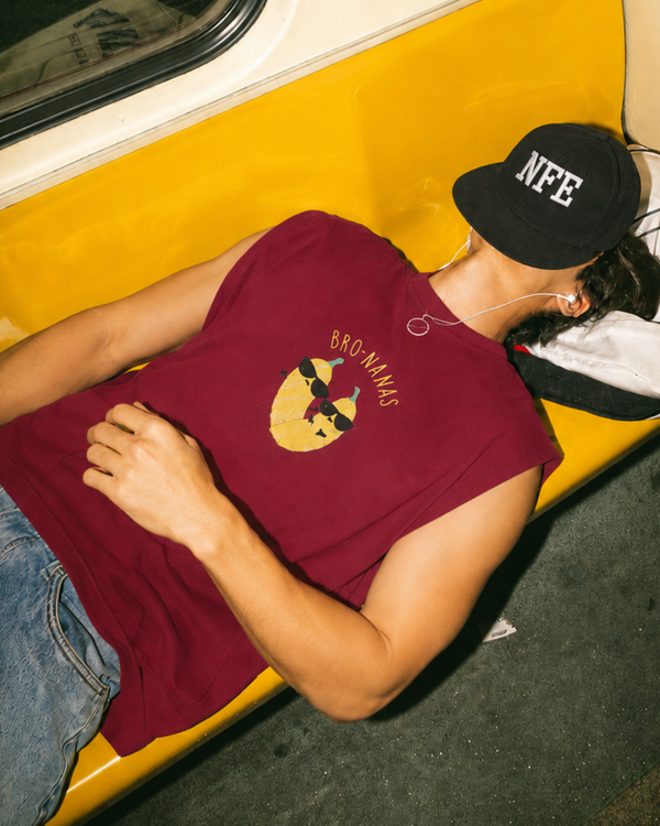 Men Maroon Relaxed Embroidered Sleeveless T-Shirt