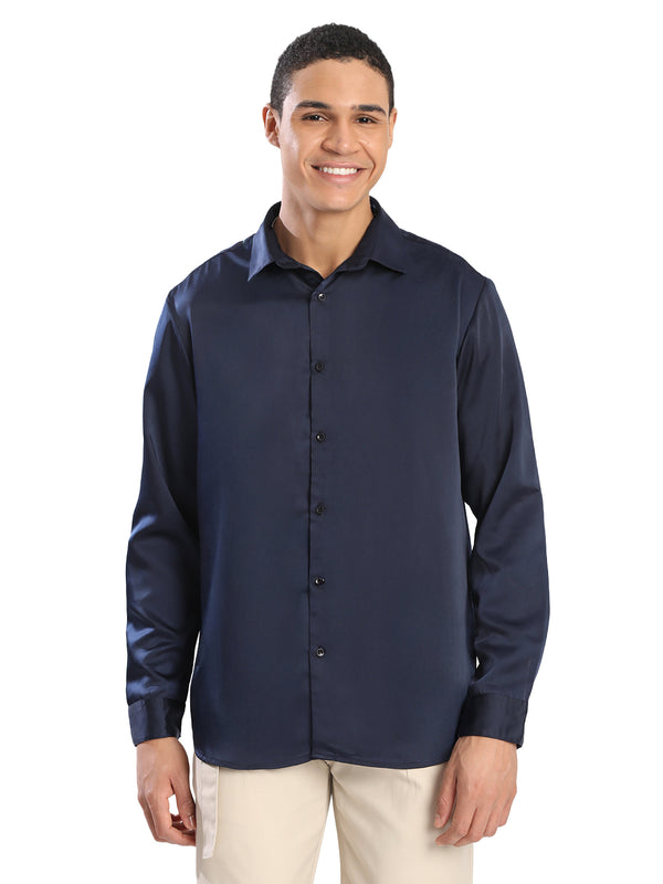 Men Relaxed Fit Satin Partywear Shirt
