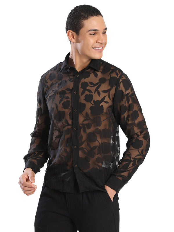 Men Regualr Fit Burnt Out Casual Shirt