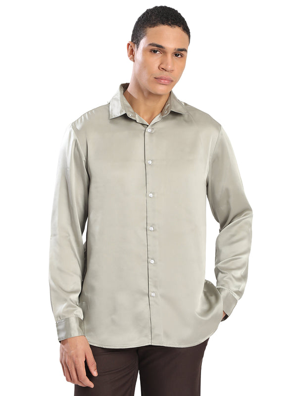 Men Relaxed Fit Satin Partywear Shirt