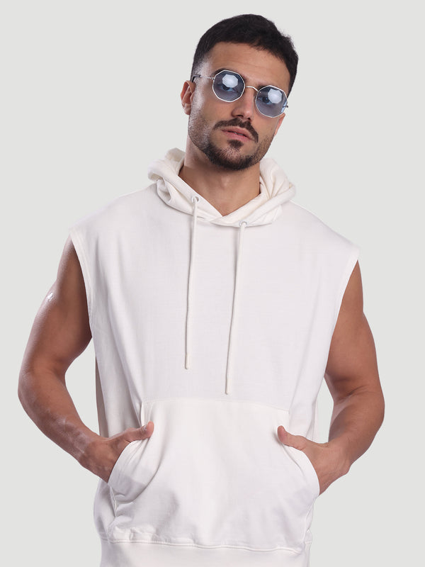 Men Sleeveless Hoodie with kangaroo pocket