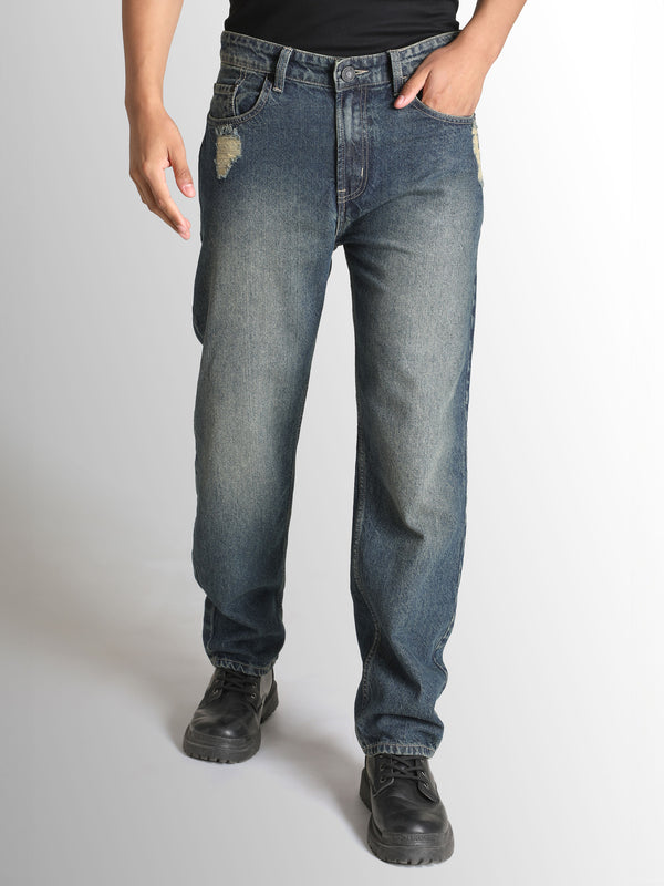 Men Cotton Relaxed Fit Highly Distressed Jeans
