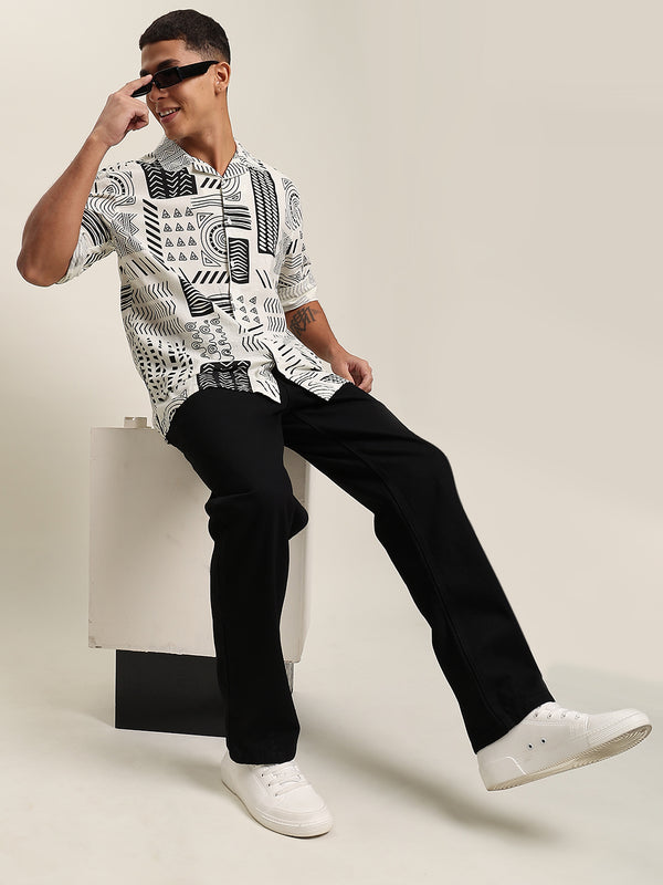 Men Resort Collar Printed Full Sleeves Shirt