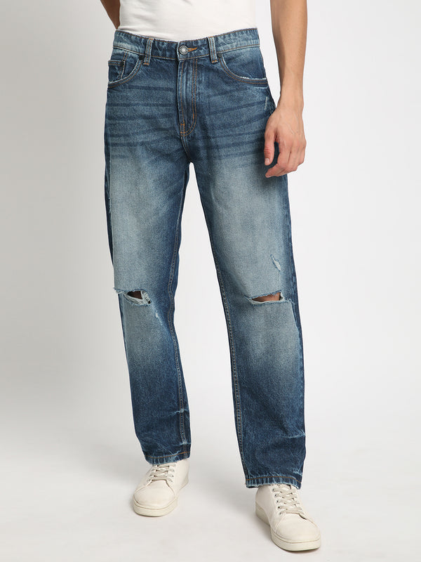 Men Blue Relaxed Distressed Jeans