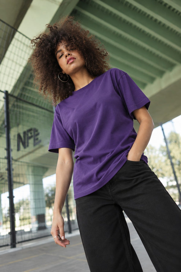 Women Purple Oversized T-shirt