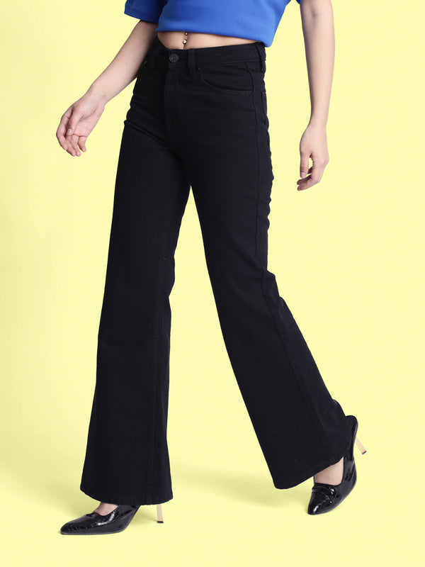 Women Black Bootcut Fit Denim Jeans