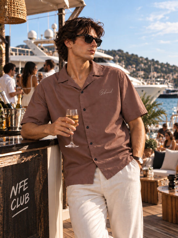 Men Embroidered Oversized Half Sleeve Shirt