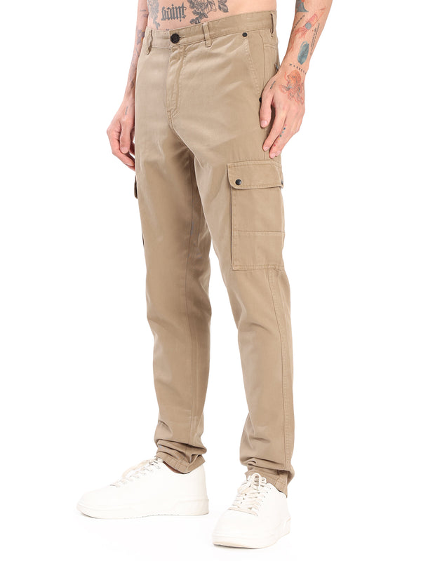 Men Brown Slim Fit Cargo Trousers