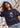 Women Navy Blue Oversize Floral Graphic Printed T-Shirt