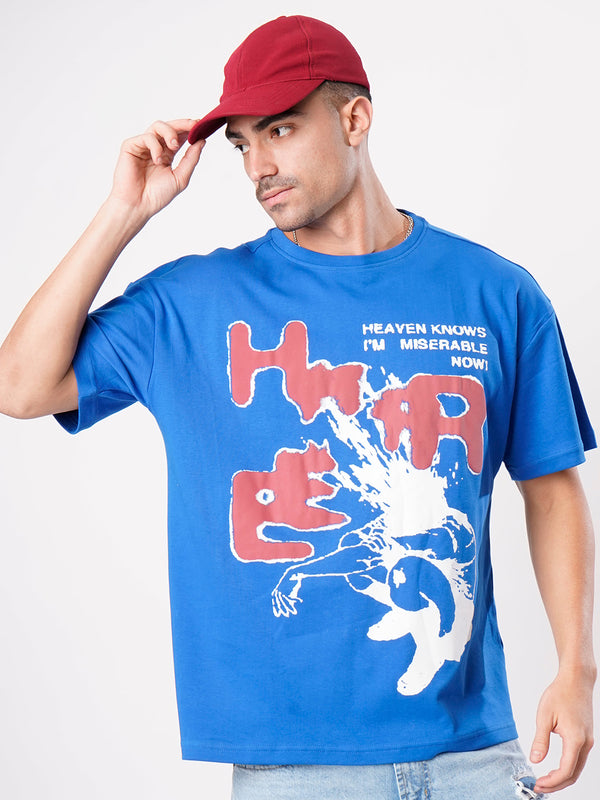 Men Blue Graphic Print T Shirt