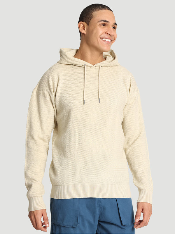 Men Off white Hooded Sweater