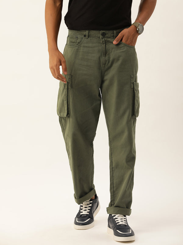 Men Straight Cargo Trousers