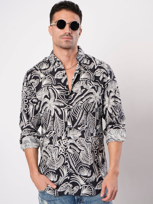 Men Black and white Single Pocket Shirt