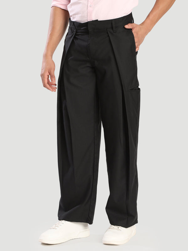 Men Relaxed Front Long Pleats Korean Trouser