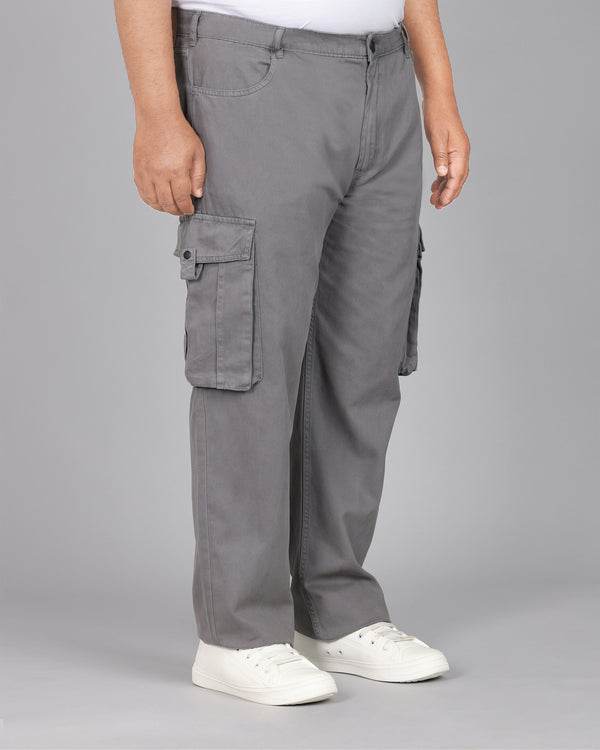 Men Grey Relax Fit Cargo Trousers