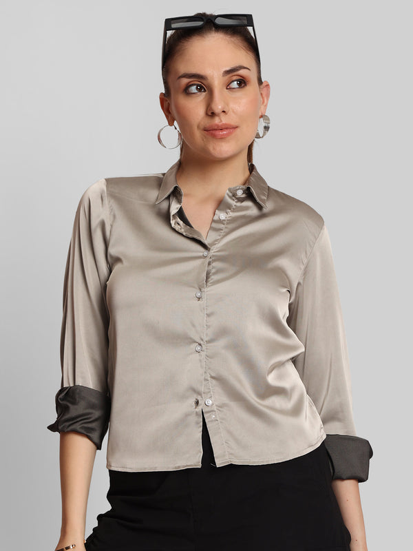 Women Regular Fit Crop Party Shirt