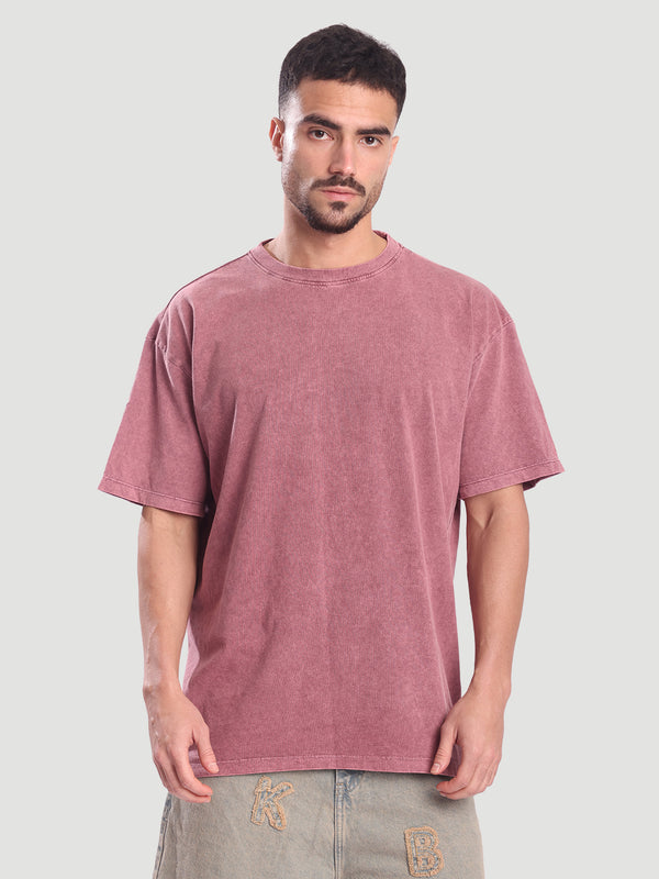 Men Maganta Sleeveless Graphic Oversize T Shirt