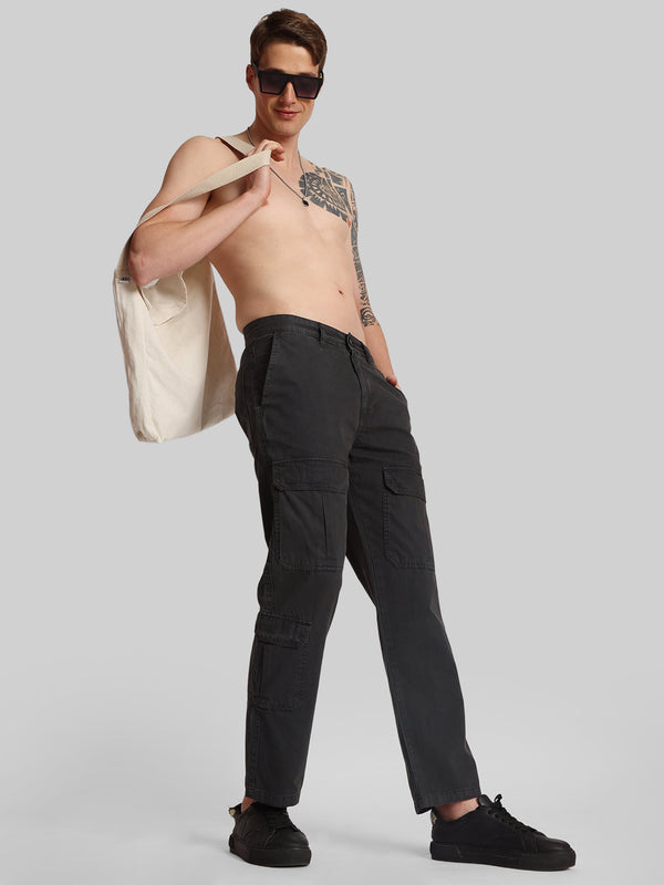 Men Mid-Rise Straight Fit Long Cargo Pocket Trouser