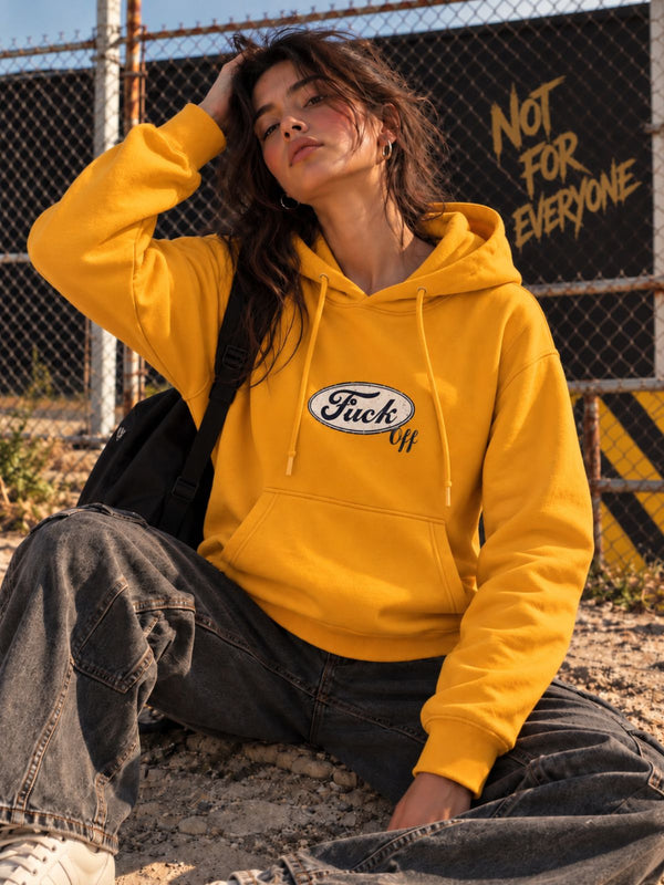Women Mustard Relax Graphic Hoodie Sweatshirt