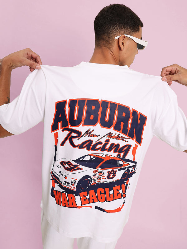 Men Whited Printed Oversized T-Shirt