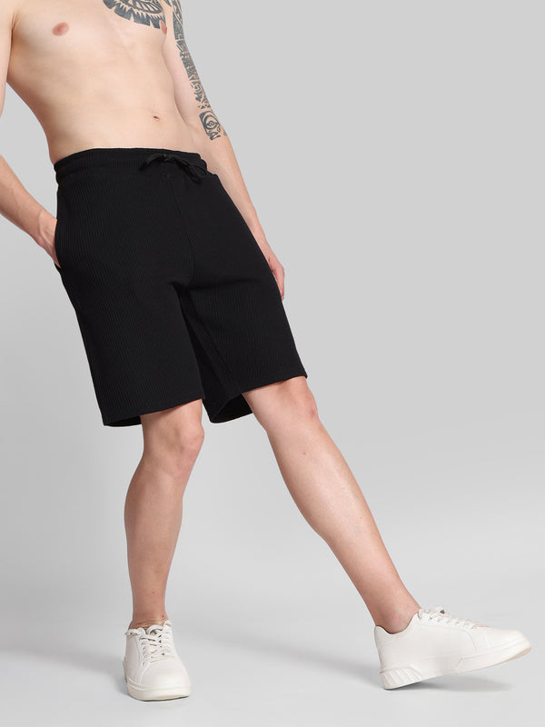 Men Relaxed Texture Knitted Shorts