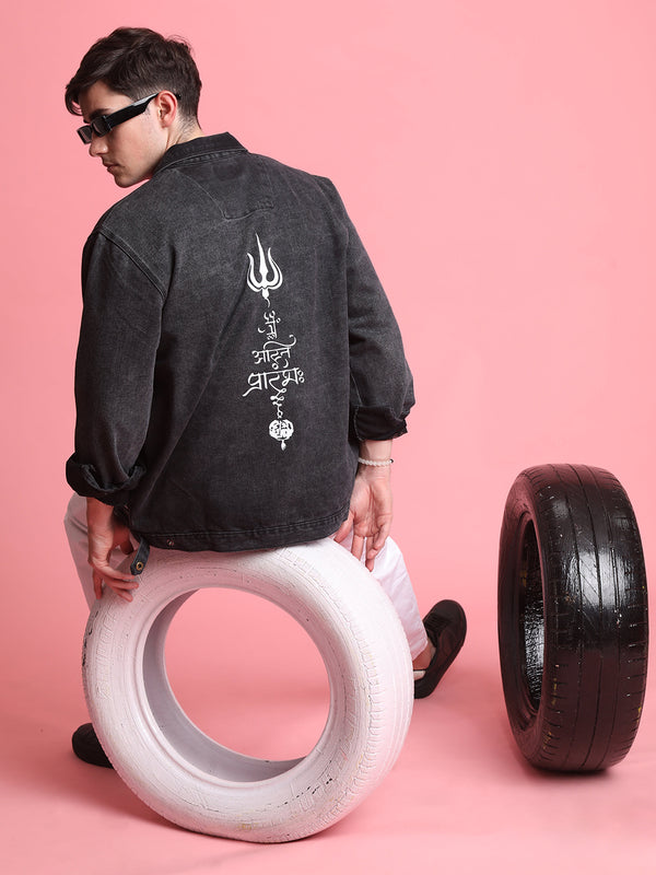 Men Relaxed Fit Dark Grey Jacket