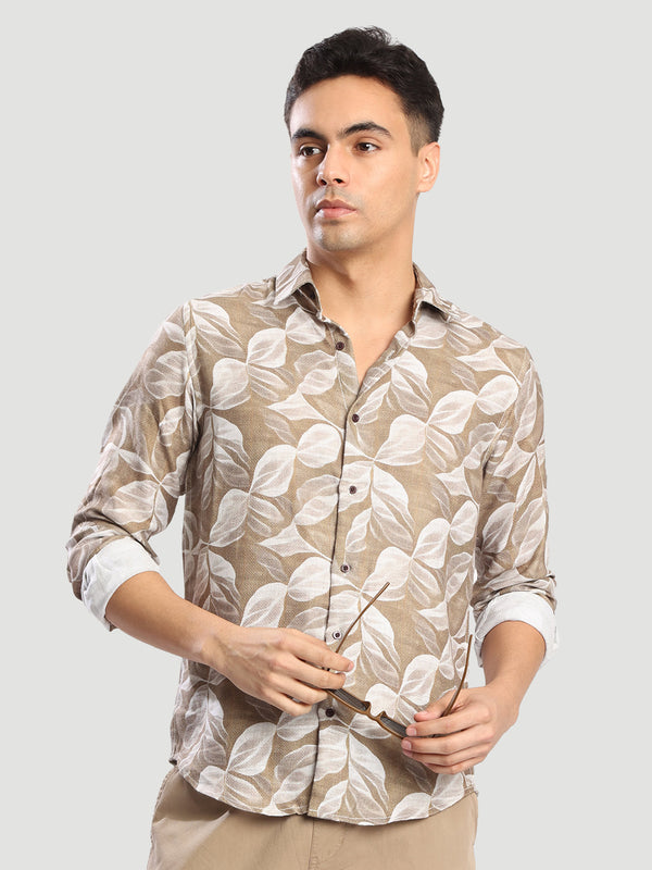 Mens Floral print textured Regular fit casual Shirt