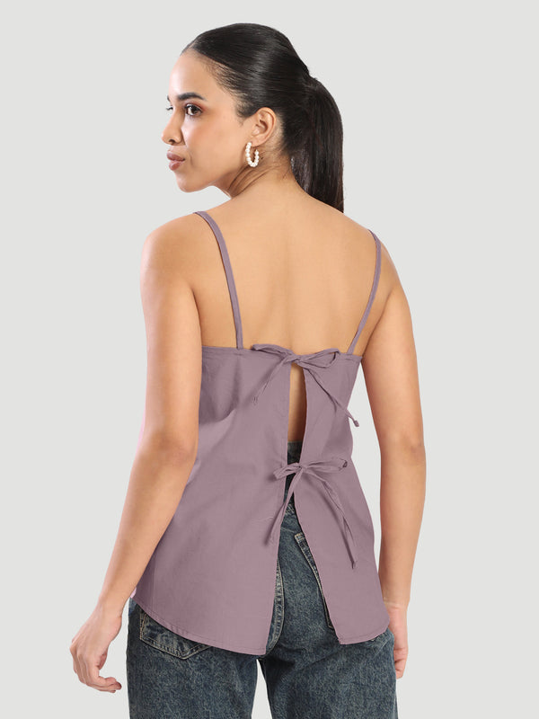Women Back Tie Up Square Neck Croptop