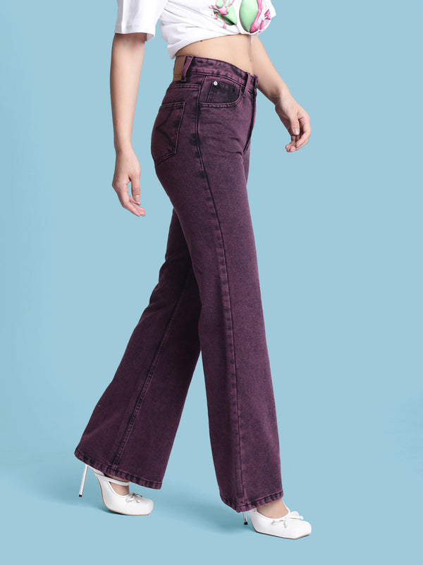 Women Purple Tinted Bootcut Jeans
