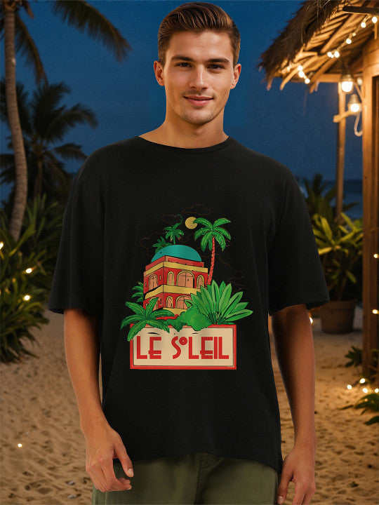Men Printed Drop-Shoulder Sleeves Oversize T-shirt
