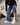 Men Navy Blue Straight Convertible Cargo Denim Trouser