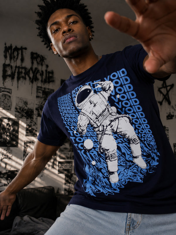 Men Blue Cotton Lycra Graphic Print T-Shirt