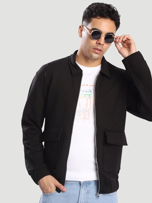 Men Black Scuba Regular fit bomber Jackets