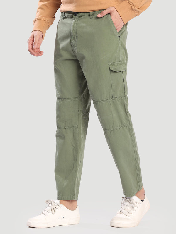 Men Green Cargo Trousers